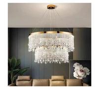 ZR98US Nordic K9 Crystal Living Room Luxury Hanging Lamp Gold Circle Ceiling Pendant Lig Home Decor,Ceiling Chandelier