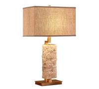 ZR98US Nordic Stone Nightstand Fabric Lampshade Bedside Lamp Bedroom Table Lamps for Living Room (Color Button Switch, Size * 66cm)