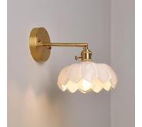 ZR98US Northern Europe Creativity, Milk White Glass Floral Flower Wall Mounted Lamp for Bedroom Living Room Farmhouse