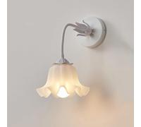 ZR98US Northern Europe Creativity Mounted Lamp, Floral Glass Wall for Bedroom Bedside Living Room Farmhouse(White)