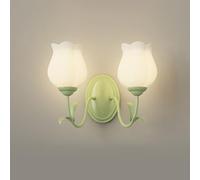 ZR98US Northern Europe Creativity Mounted Lamp, White Flowers Glass Lampshade Wall for Bedroom Living Room Hallway(30cm/11.8in B)