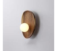 ZR98US Northern Europe Creativity Mounted Lamp, Wood Wall Light with Milky White Glass Lampshade for Bedroom Kitchen Island(20cm/7.8in)