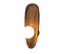 ZR98US Northern Europe Creativity Mounted Lamp, Wood Wall Light with Milky White Glass Lampshade for Bedroom Kitchen Island(20cm/7.8in)