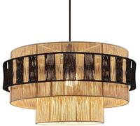 ZR98US Pendant Light Woven Basket Shade Style Hemp Rope Handmade Hollow Base Flush Mount Metal Wicker Ceiling Lamp, Chandelier