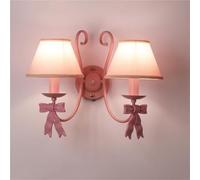 ZR98US Pink Fabric Shade Nordic Bow Lamp 3-Color Dimmable Wall for Princess Bedroom Children Bedside Nursery(1 Light)