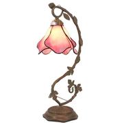 ZR98US Pink Floral Resin Desk Lamp - Retro Style for Small Spaces, Bedrooms & Living Rooms
