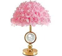 ZR98US Pink Rose Table Lamp with Gold Metal Base, Elegant and Versatile Decor for Bedrooms and Living Rooms