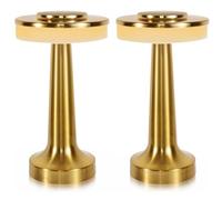 ZR98US Portable Cordless LED Table Lamp with Stepless Dimming Charging Function, and Bedroom, Gold 2-Pack Suitable for Living Room, Dormitory, Office,