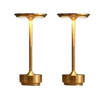 ZR98US Portable Touch LED Table Lamp, Rechargeable Battery, 3 Colors Stepless Dimming, Restaurant/Bar/Terrace, Gold 2-Pack Suitable for Living Room, Dormitory, Office,