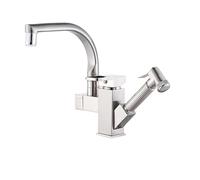 ZR98US Pull-out Kitchen Faucet with Sprayer, Brass Deck Mount Mixer for Bathroom Sink, Hot and Cold Water