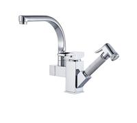 ZR98US Pull-out Kitchen Faucet with Sprayer, Brass Deck Mount Mixer for Bathroom Sink, Hot and Cold Water