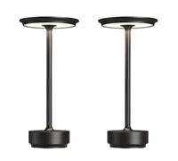 ZR98US Rechargeable Portable Table Lamp, 3-Color Stepless Dimming, with Memory Function, Outdoor/Patio/Restaurant, Black Suitable for Living Room, Dormitory, Office,(2 Pack)