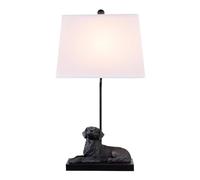 ZR98US Resin Table Lamp with Black Dog Statue, Three-Way Switch, Home Bedroom Desk Reading Suitable for Living Room, Dormitory, Office,