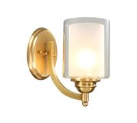 ZR98US Retro Cylindrical Glass Light, Nordic Gooseneck Lamp All- Wall for Bedside Bedroom Entrance Living Room(35cm/13.78in)