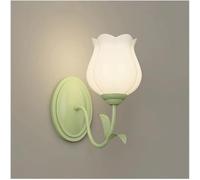 ZR98US Retro Flower Nordic Green Floral Lamp 3-Color Dimmable Wall for Bedroom Bedside Hallway Living Room(Tulip,1 Light)