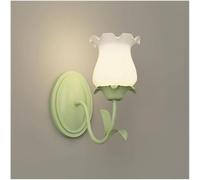 ZR98US Retro Flower Nordic Green Floral Lamp 3-Color Dimmable Wall for Bedroom Bedside Hallway Living Room(Tulip,1 Light)