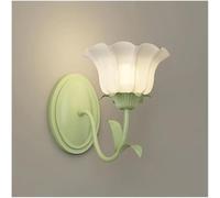 ZR98US Retro Flower Nordic Green Floral Lamp 3-Color Dimmable Wall for Bedroom Bedside Hallway Living Room(Tulip,1 Light)