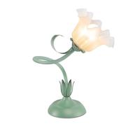 ZR98US Retro Flower Table 3 Color Temperatures, with LED, Bedside, Bedroom, Soft Light Reading Lamp Suitable for Living Room, Dormitory, Office,(Green)