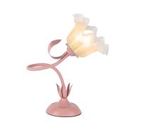ZR98US Retro Flower Table 3 Color Temperatures, with LED, Bedside, Bedroom, Soft Light Reading Lamp Suitable for Living Room, Dormitory, Office,(Pink)