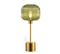 ZR98US Retro Gold Table Lamp, Green Glass Shade, Adjustable Dimmable, Versatile Lighting