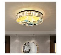 ZR98US Retro Ligs Fixture, Painted Enamel Lamp Chinese Crystal Hanging Lig Stained Glass Luxury Classic Study Master Bedroom Ceiling Lig, Chandelier