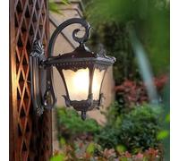 ZR98US Retro Outdoor Light Victorian Black Waterproof Glass Shade Outside Lamp Fixtures Wall Mount, Chandelier