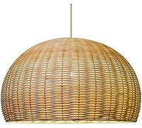 ZR98US Retro Rattan Cage Pendant Light Handmade Shade 1-Pack Wicker Basket Woven Chandeliers with Adjustable Cord - Hallway Ceiling Lamp, Chandelier