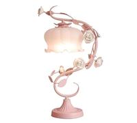 ZR98US Romantic Rose Ceramic Glass Lampshade Bedside Wrought Iron Nightstand Lamp Bedroom Table Lamps For Living Room Color Pink Size : 19 * 52cm
