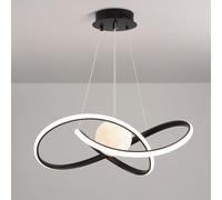 ZR98US Round Ring Mid Century Pendant Lights with 3D Moon Planet Large Light Milk White Ceiling Hanging Lamp, Chandelier