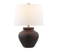 ZR98US Rustic Farmhouse Table Lamp, Ceramic Body, Bedroom Home Decor, Suitable for Living Room, Dormitory, Office (Light Gray)