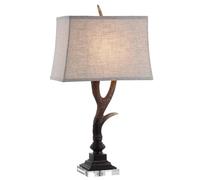 ZR98US Rustic Style Resin/Crystal Table Lamp with Linen Shade and, Beige