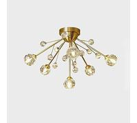 ZR98US Semi Flush Mount Ceiling Light Crystal Gold Postmodern Sputnik Chandeliers Compatible with Bedroom, Kitchen, Hallway, Brthroom, Chandelier