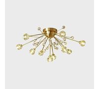ZR98US Semi Flush Mount Ceiling Light Crystal Gold Postmodern Sputnik Chandeliers Compatible with Bedroom, Kitchen, Hallway, Brthroom, Chandelier