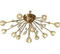 ZR98US Semi Flush Mount Ceiling Light Crystal Gold Postmodern Sputnik Chandeliers Compatible with Bedroom, Kitchen, Hallway, Brthroom, Chandelier