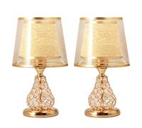 ZR98US Set of Crystal Warm Bedroom Bedside Night Light, Hotel Wedding Decoration Lamp Table Lamps For Living Room Color Gold Size : Push BU