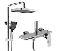 ZR98US Shower System Set - Exposed Shower Head 30x20cm with Waterfall Bathtub Faucet & Handheld Shower - Adjustable Height - Complete Copper Faucet Collection