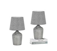 ZR98US Small Set of Two Cute Lamp with Rivet Textured Base, Reading Office, Bedside Table Suitable for Living Room, Dormitory, Office (Grey+Grey)