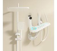 ZR98US Smart Display Bathroom Faucet Set with Rain Head, Handheld Shower and Spray - Gray (White)