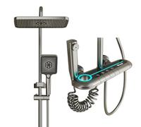 ZR98US Smart Display Bathroom Faucet Set with Rain Head, Handheld Shower and Spray - Gray (White)