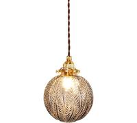 ZR98US Smoke Gray Glass Pendant Brass Cafes Restaurants Ceiling Light Fixture, Chandelier