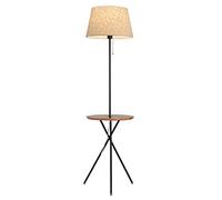 ZR98US Standing Corner Metal Lamp Table Tripod Light with Fabric Lampshade Office Bedroom Floor Lamps For Living Room Color : Wood Col