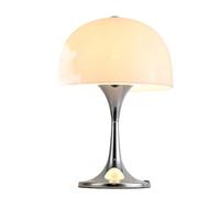 ZR98US Stylish Mushroom Table Lamp, Metal Base with Acrylic Shade - White
