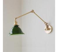 ZR98US Swing, Mid Century Glass Light Brass Adjustable Lamp Arm Wall Lights for Bedroom Bedside Headboard(Green)