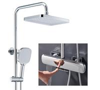 ZR98US Thermostatic Shower System - 300x200mm Rain Shower Head Set with Handheld and Bathtub Faucet, Height Adjustable, Piano Key, Complete Shower Faucet Set