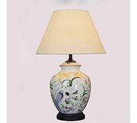 ZR98US Touch Bedside Lamps for Living roomEuropean -Style Retro Lamp Villa All -Bronze Ceramic Table Lamp(Color:A,Size:Button)