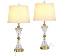 ZR98US Touch-Control Glass Table Lamp with USB Charging Port, Multiple Usability (Blue)