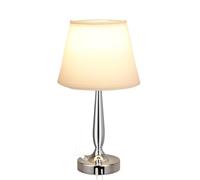 ZR98US Touch Desk Small Bedside Lamp with USB C Charging Port, Three-Way Dimmable, Bedroom Office Suitable for Living Room, Dormitory, Office,(White Shade+Silver Base)