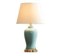 ZR98US Traditional Crack Ceramic Pillar Lamp Nightstand Bedside Desk Night Lights with White Shade Table Lamps For Living Room Color Dimmer Size 33 * 60cm