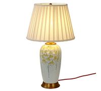 ZR98US Traditional Hand-Painted Ceramic Bedside Retro Desk Reading Nightstand Lamp Table Lamps For Living Room Color Remote Control Size 3