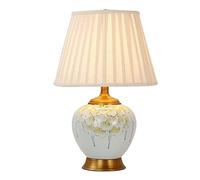 ZR98US Traditional Hand-Painted Ceramic Bedside Retro Desk Reading Nightstand Lamp Table Lamps For Living Room Color Push Button Size 36 * 5